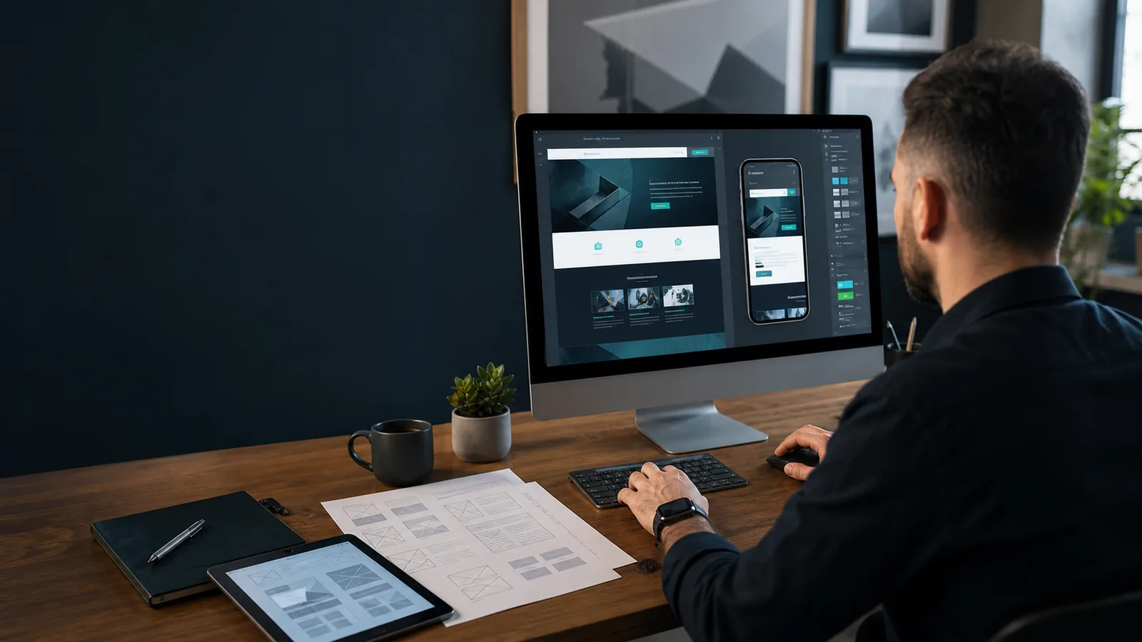 Designer a estruturar um site profissional responsivo