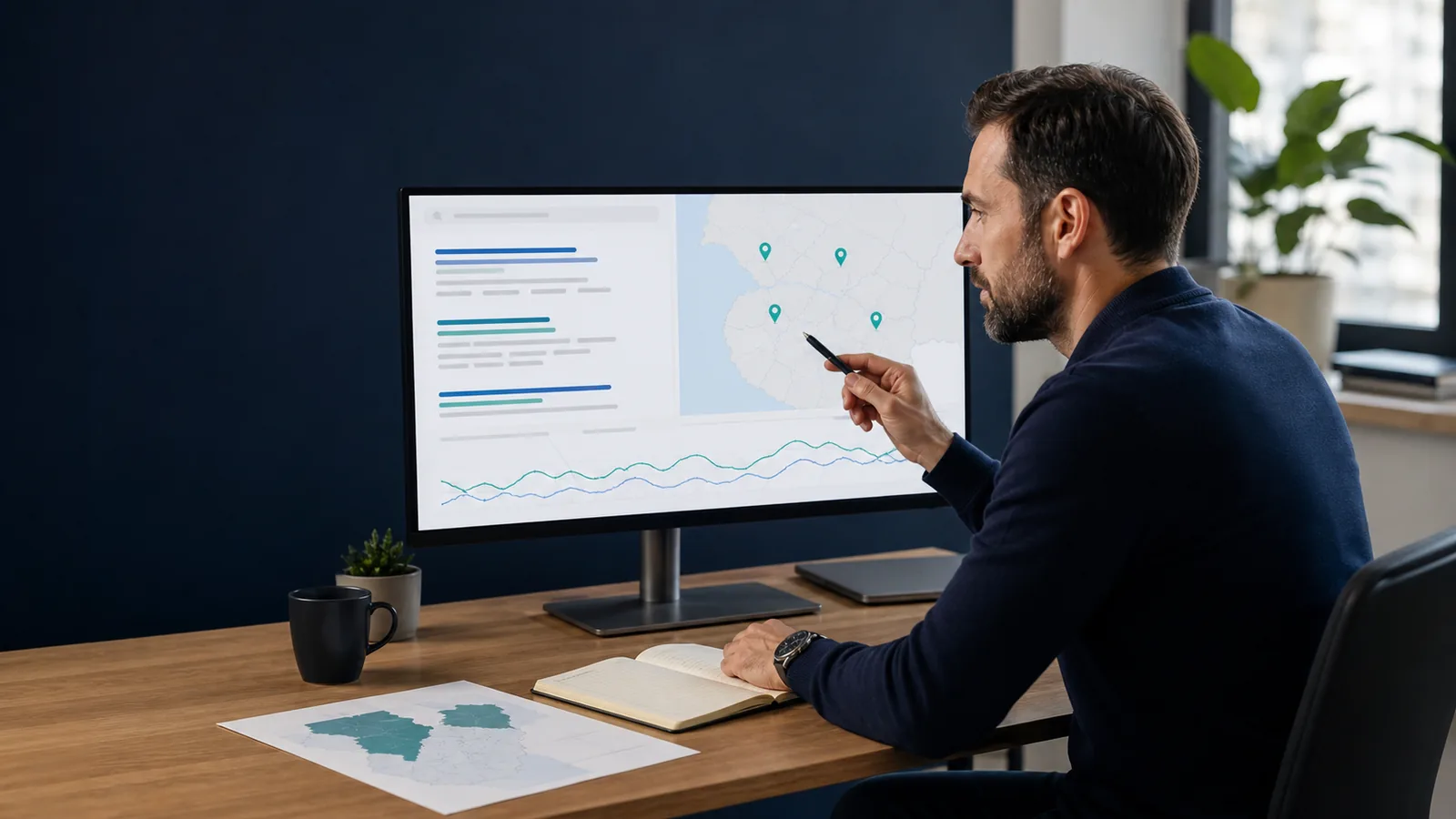 Análise de pesquisas e áreas para SEO local